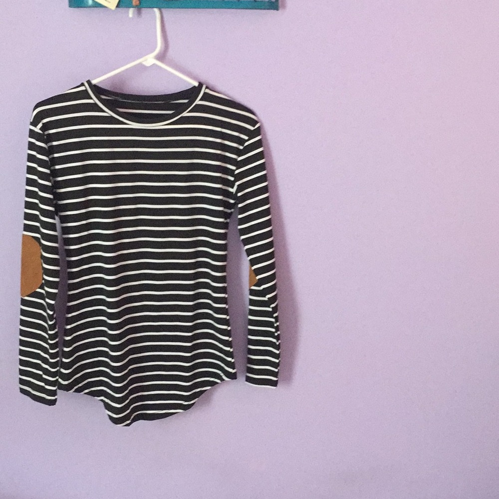 Striped Shirt with Brown elbow patches